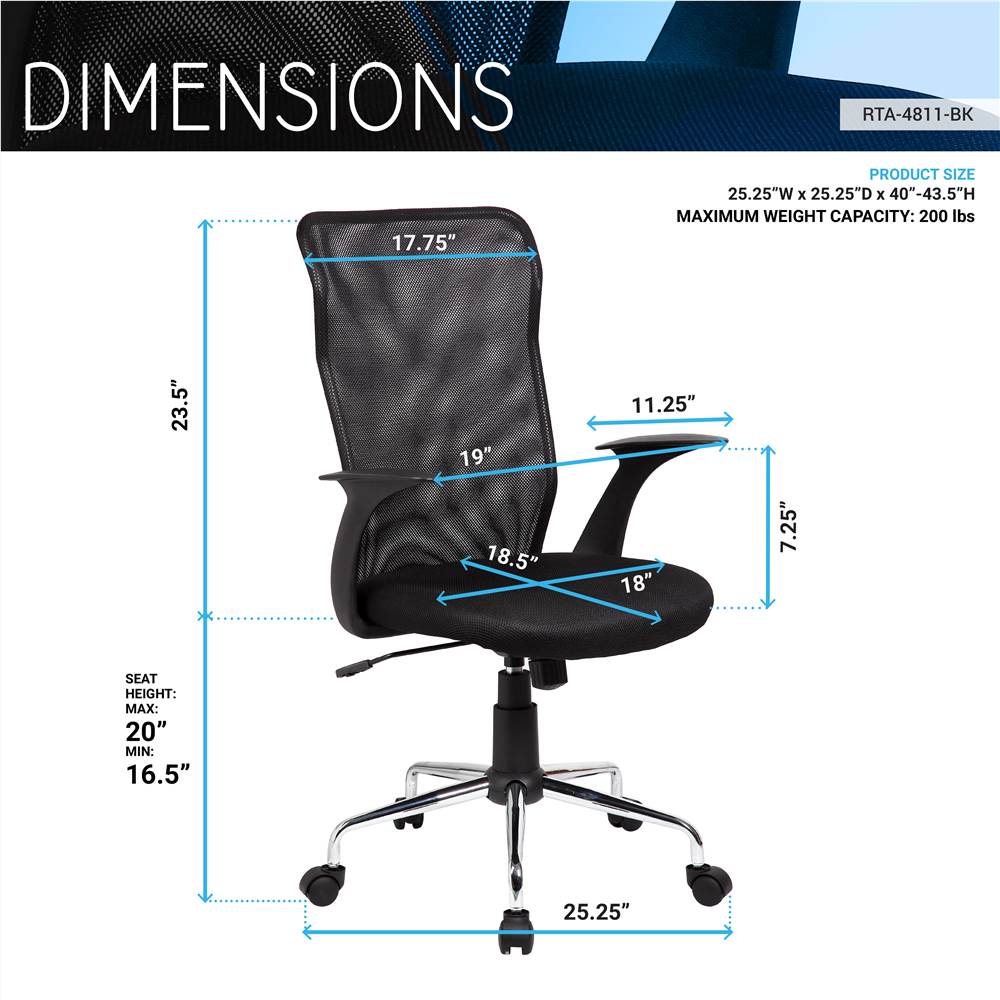 Techni Home Office Adjustable Rotatable Chair with Ergonomic Mesh Backrest and Casters - Black Techni Home Office Adjustable Rotatable Chair With Ergonomic Mesh Backrest And Casters - Black -NEWTRAL Sales Shop Techni Mobili Medium Back Mesh Assistant Office Chair Black 469933 1