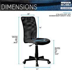 Techni Home Office Adjustable Rotatable Chair With Ergonomic Mesh Backrest And Casters - Black 4 Techni Home Office Adjustable Rotatable Chair With Ergonomic Mesh Backrest And Casters - Black -NEWTRAL Sales Shop Techni Mobili Mesh Task Office Chair Black 469922 4