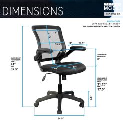 Techni Home Office Adjustable Rotatable Chair With Ergonomic Mesh Backrest And Flip-Up Armrest - Black 3 Techni Home Office Adjustable Rotatable Chair With Ergonomic Mesh Backrest And Flip-Up Armrest - Black -NEWTRAL Sales Shop Techni Mobili Mesh Task Office Chair with Flip Up Arms Black 469925 2