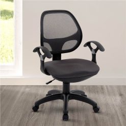 Techni Home Office Mesh Adjustable Rotatable Chair With Ergonomic Backrest And Nylon Base - Black