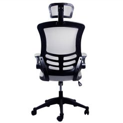 Techni Home Office Mesh Adjustable Rotatable Chair With Ergonomic High Backrest And Flip-Up Armrest - Silver -NEWTRAL Sales Shop Techni Mobili Modern High Back Mesh Executive Office Chair with Headrest and Flip Up Arms Silver Grey 469923 2