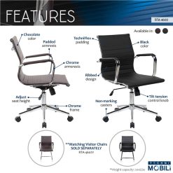 Techni Home Office Adjustable Rotatable Chair With Ergonomic Backrest And Lumbar Support - Black -NEWTRAL Sales Shop Techni Mobili Modern Medium Back Executive Office Chair Black 469938 4