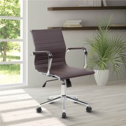 Techni Home Office Adjustable Rotatable Chair With Ergonomic Backrest And Lumbar Support - Brown