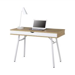 Techni Mobili Home Office Computer Desk With Storage Drawer, MDF Tabletop And Metal Frame, For Game Room, Small Space, Study Room - Oak -NEWTRAL Sales Shop Techni Mobili Modern Multi Storage Computer Desk with Storage Pine 471494 5