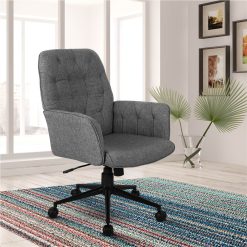 Techni Home Office Tufted Upholstered Adjustable Rotatable Chair With Ergonomic Backrest And Casters - Gray