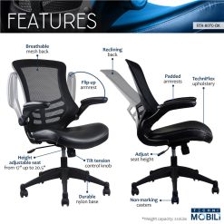 Techni Home Office Adjustable Rotatable Chair With Ergonomic Mesh Backrest And Adjustable Armrest - Black -NEWTRAL Sales Shop Techni Mobili Stylish Mid Back Mesh Office Chair with Adjustable Arms Black 469926 5