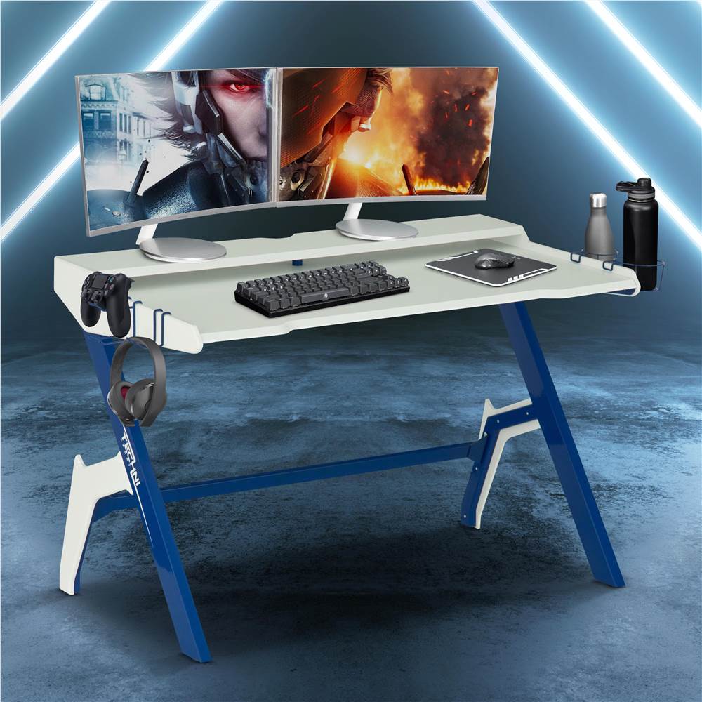 Techni Home Office Gaming Desk with Cup Holder, Headphone Hook, MDF Tabletop and Metal Frame, for Game Room, Small Space, Study Room - Blue Techni Home Office Gaming Desk With Cup Holder, Headphone Hook, MDF Tabletop And Metal Frame, For Game Room, Small Space, Study Room - Blue -NEWTRAL Sales Shop Techni Sport Ergonomic Computer Gaming Desk Workstation with Cupholder amp Headphone Hook Blue 471484 10