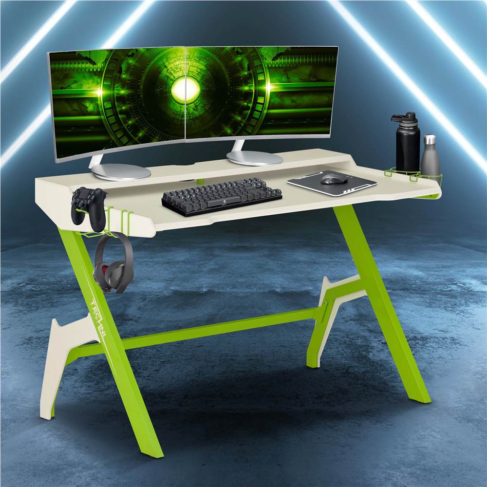 Techni Home Office Gaming Desk with Cup Holder, Headphone Hook, MDF Tabletop and Metal Frame, for Game Room, Small Space, Study Room - Green Techni Home Office Gaming Desk With Cup Holder, Headphone Hook, MDF Tabletop And Metal Frame, For Game Room, Small Space, Study Room - Green -NEWTRAL Sales Shop Techni Sport Ergonomic Computer Gaming Desk Workstation with Cupholder amp Headphone Hook Green 471488 10