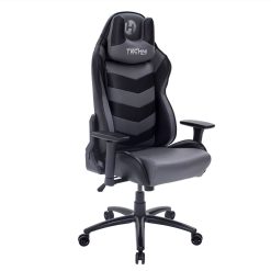 Techni TS-61 Home Office Adjustable Rotatable Gaming Chair With Ergonomic High Backrest And Casters - Black + Gray
