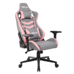 Techni TS-83 Home Office PU Leather Adjustable Rotatable Gaming Chair With Ergonomic High Backrest And Lumbar Support - Gray + Pink -NEWTRAL Sales Shop Techni Sport TS 83 Ergonomic High Back Racer Style PC Gaming Chair Grey Pink 469908 2