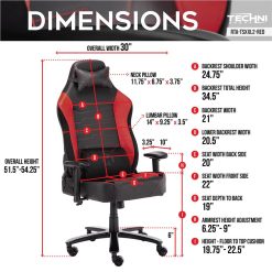 Techni Home Office Adjustable Rotatable Gaming Chair With Ergonomic High Backrest And Lumbar Support - Red 5 Techni Home Office Adjustable Rotatable Gaming Chair With Ergonomic High Backrest And Lumbar Support - Red -NEWTRAL Sales Shop Techni Sport TS XXL2 Office PC XXL Gaming Chair Red 469894 5