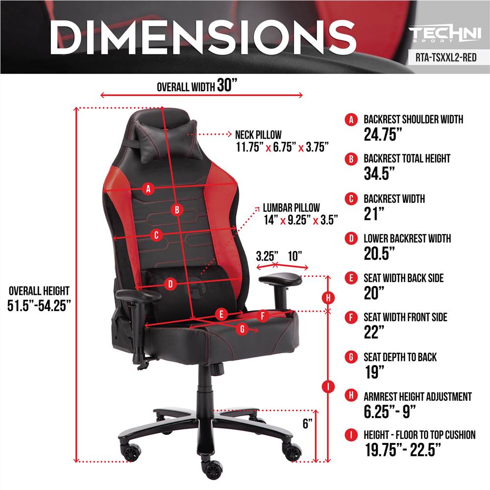 Techni Home Office Adjustable Rotatable Gaming Chair with Ergonomic High Backrest and Lumbar Support - Red Techni Home Office Adjustable Rotatable Gaming Chair With Ergonomic High Backrest And Lumbar Support - Red -NEWTRAL Sales Shop Techni Sport TS XXL2 Office PC XXL Gaming Chair Red 469894 5