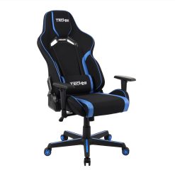 Techni Home Office Fabric Adjustable Rotatable Gaming Chair With Ergonomic High Backrest And Lumbar Support - Blue