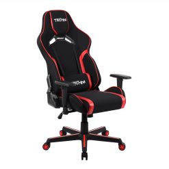 Techni Home Office Fabric Adjustable Rotatable Gaming Chair With Ergonomic High Backrest And Lumbar Support - Red