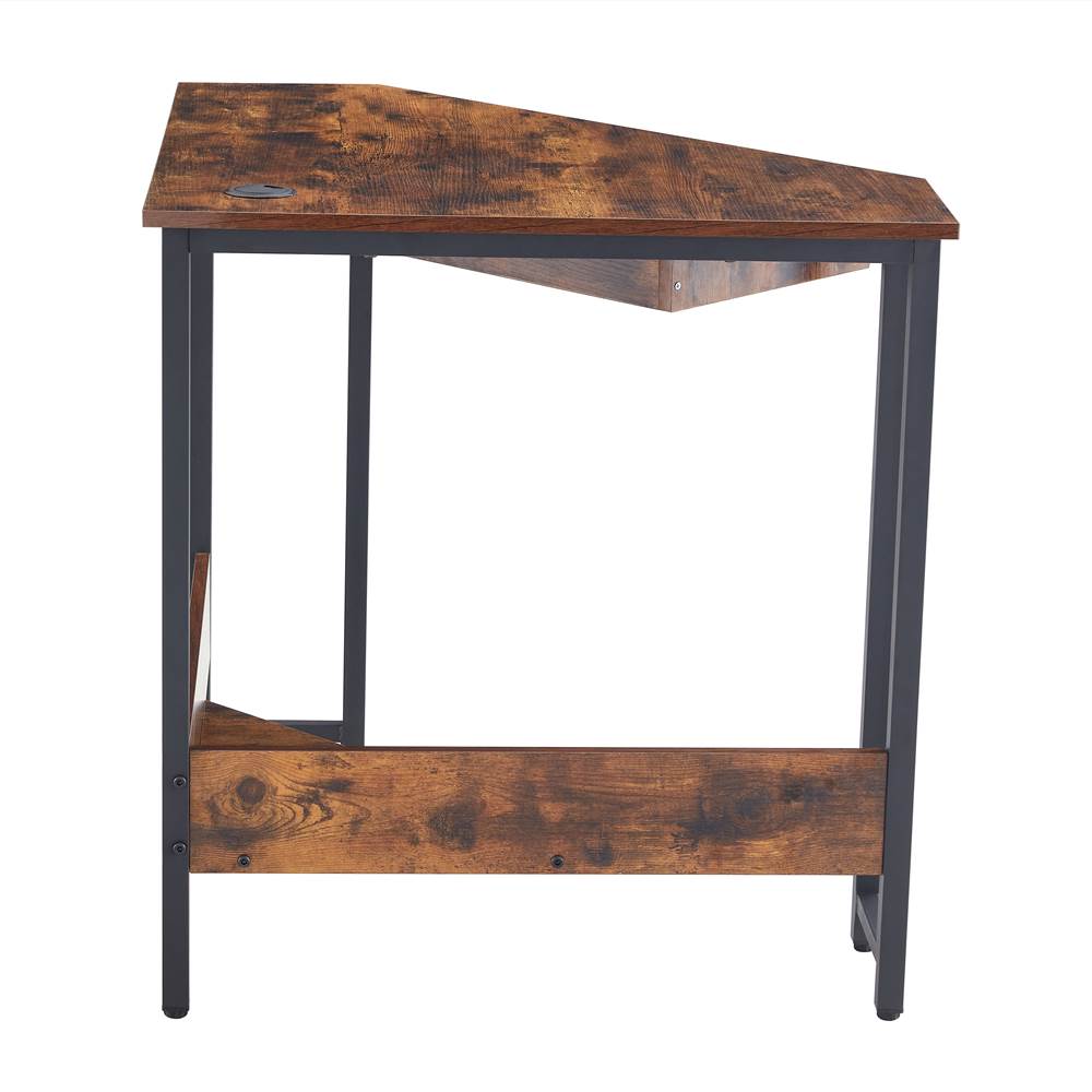 28.3" Triangle Computer Table with Keyboard Tray and Large Storage Space, for Office, Cafe, Study Room - Brown 28.3" Triangle Computer Table With Keyboard Tray And Large Storage Space, For Office, Cafe, Study Room - Brown -NEWTRAL Sales Shop Triangle computer desk 471293 0