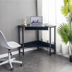 28.3" Triangle Computer Table With Keyboard Tray And Large Storage Space, For Office, Cafe, Study Room - Black