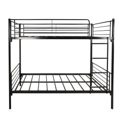Twin-Over-Twin Size Bunk Bed Frame With Ladder, And Metal Slats Support, No Spring Box Required, For Kids, Teens (Frame Only) - Black -NEWTRAL Sales Shop Twin Over Full Bunk Bed with Metal Frame and Ladder Space Saving Design Black 471635 2