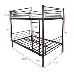 Twin-Over-Twin Size Bunk Bed Frame With Ladder, And Metal Slats Support, No Spring Box Required, For Kids, Teens (Frame Only) - Black -NEWTRAL Sales Shop Twin Over Full Bunk Bed with Metal Frame and Ladder Space Saving Design Black 471635 3