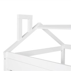 Twin Size House-shaped Platform Bed Frame With Twin Size Trundle And Wooden Slats Support, No Box Spring Needed (Only Frame) - White -NEWTRAL Sales Shop Twin Size House Bed Wood Bed with Twin Size Trundle White 472214 5