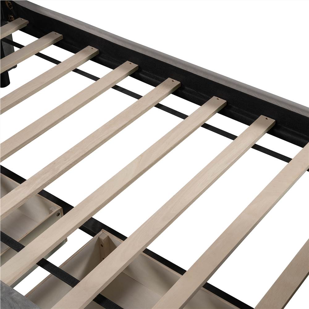 Twin Size Upholstered Daybed with 2 Storage Drawers, and Wooden Slats Support, No Box Spring Needed (Only Frame) - Gray Twin Size Upholstered Daybed With 2 Storage Drawers, And Wooden Slats Support, No Box Spring Needed (Only Frame) - Gray -NEWTRAL Sales Shop Twin Size Upholstered daybed with Drawers Wood Slat Support Gray 472206 0