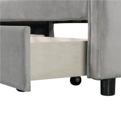Twin Size Upholstered Daybed With 2 Storage Drawers, And Wooden Slats Support, No Box Spring Needed (Only Frame) - Gray 5 Twin Size Upholstered Daybed With 2 Storage Drawers, And Wooden Slats Support, No Box Spring Needed (Only Frame) - Gray -NEWTRAL Sales Shop Twin Size Upholstered daybed with Drawers Wood Slat Support Gray 472206 5