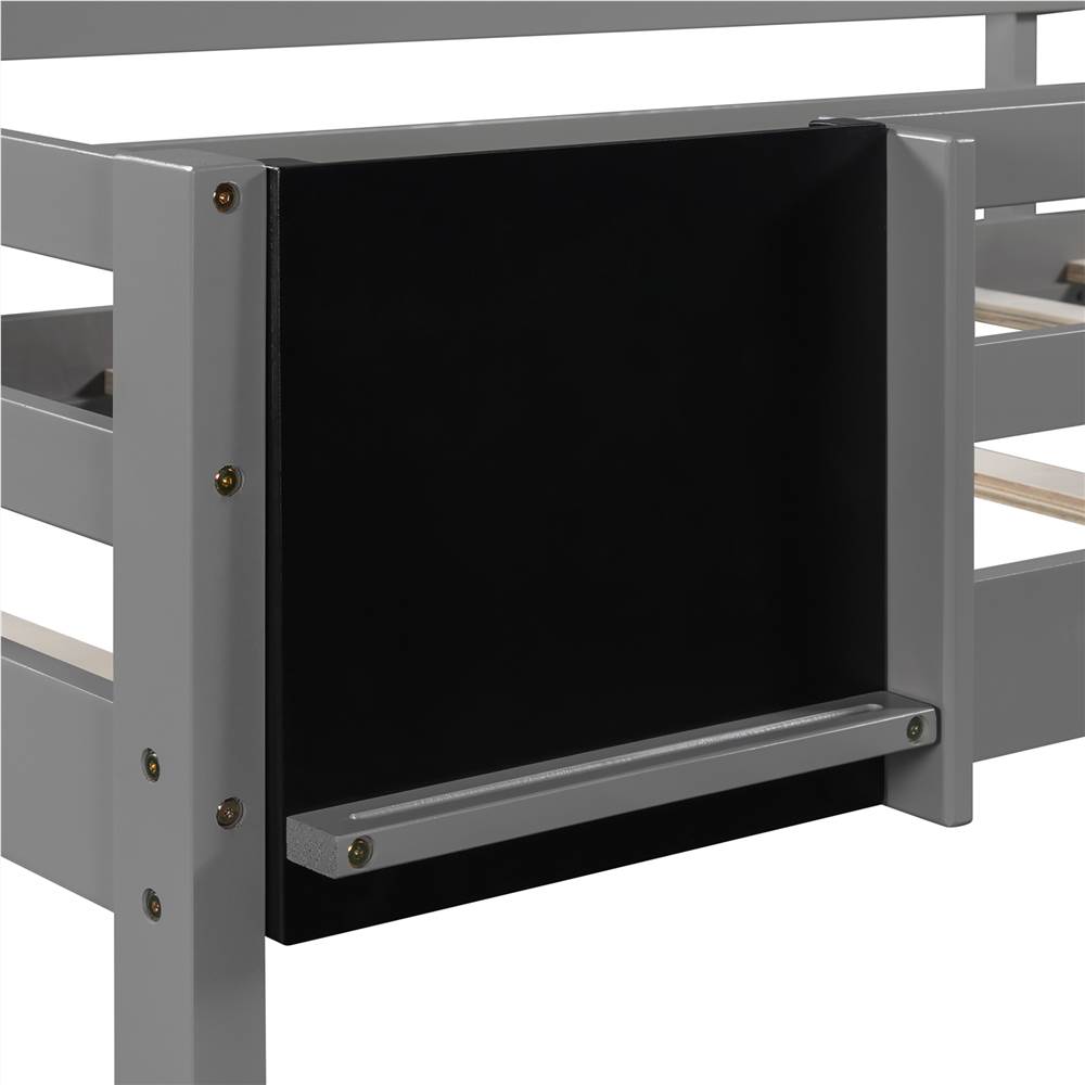 Twin-Size Loft Bed Frame with Slide, Chalkboard, and Wooden Slats Support, No Box Spring Required, for Kids, Teens, Boys, Girls (Frame Only) - Gray Twin-Size Loft Bed Frame With Slide, Chalkboard, And Wooden Slats Support, No Box Spring Required, For Kids, Teens, Boys, Girls (Frame Only) - Gray -NEWTRAL Sales Shop Twin size Loft Bed Wood Bed with Slide Stair and Chalkboard Gray 471577 1