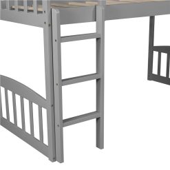 Twin-Size Loft Bed Frame With Slide, Ladder, And Wooden Slats Support, For Kids, Teens, Boys, Girls (Frame Only) - Gray -NEWTRAL Sales Shop Twin size Loft Bed with Slide and Ladder Gray 469081 3