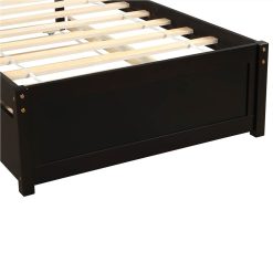 Twin Size Wooden Platform Bed Frame With Trundle Bed, And Wooden Slats Support, No Spring Box Required (Frame Only) - Espresso -NEWTRAL Sales Shop Twin size Platform Bed Wood Bed Frame with Trundle Espresso 459305 4