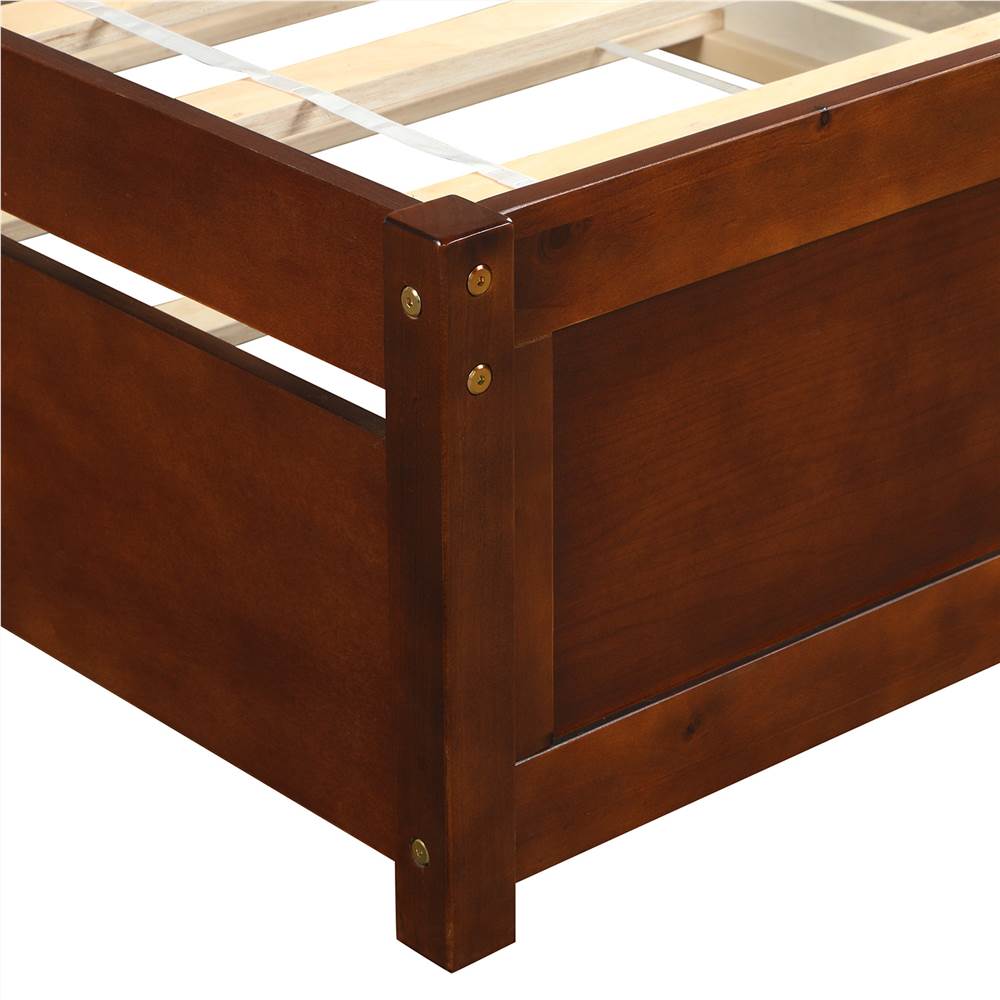 Twin Size Wooden Platform Bed Frame with Trundle Bed, and Wooden Slats Support, No Spring Box Required (Frame Only) - Walnut Twin Size Wooden Platform Bed Frame With Trundle Bed, And Wooden Slats Support, No Spring Box Required (Frame Only) - Walnut -NEWTRAL Sales Shop Twin size Platform Bed Wood Bed Frame with Trundle Walnut 459306 2
