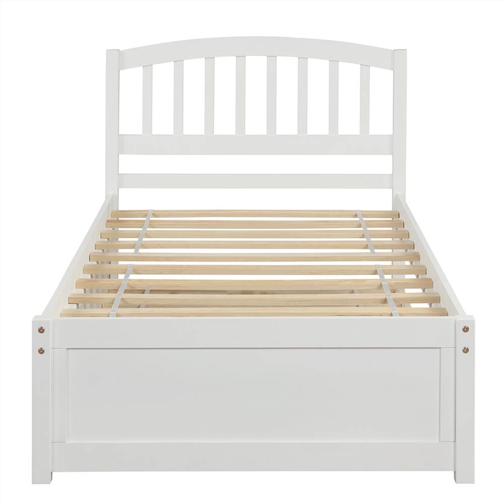 Twin Size Wooden Platform Bed Frame with Trundle Bed, and Wooden Slats Support, No Spring Box Required (Frame Only) - White Twin Size Wooden Platform Bed Frame With Trundle Bed, And Wooden Slats Support, No Spring Box Required (Frame Only) - White -NEWTRAL Sales Shop Twin size Platform Bed Wood Bed Frame with Trundle White 459309 1