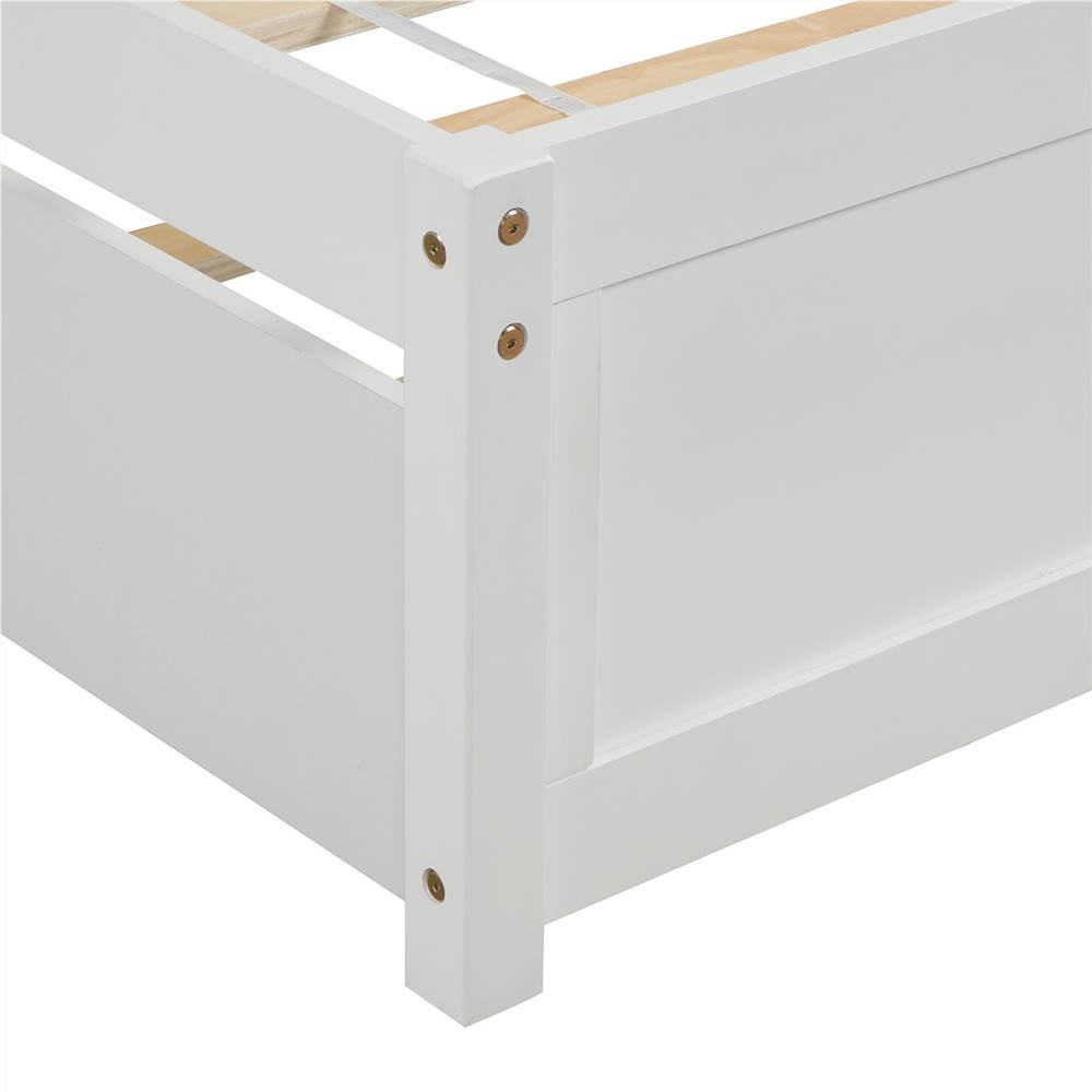 Twin Size Wooden Platform Bed Frame with Trundle Bed, and Wooden Slats Support, No Spring Box Required (Frame Only) - White Twin Size Wooden Platform Bed Frame With Trundle Bed, And Wooden Slats Support, No Spring Box Required (Frame Only) - White -NEWTRAL Sales Shop Twin size Platform Bed Wood Bed Frame with Trundle White 459309 3
