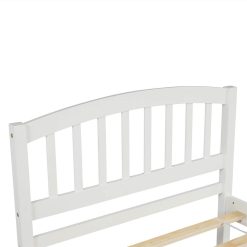 Twin Size Wooden Platform Bed Frame With Trundle Bed, And Wooden Slats Support, No Spring Box Required (Frame Only) - White 4 Twin Size Wooden Platform Bed Frame With Trundle Bed, And Wooden Slats Support, No Spring Box Required (Frame Only) - White -NEWTRAL Sales Shop Twin size Platform Bed Wood Bed Frame with Trundle White 459309 4