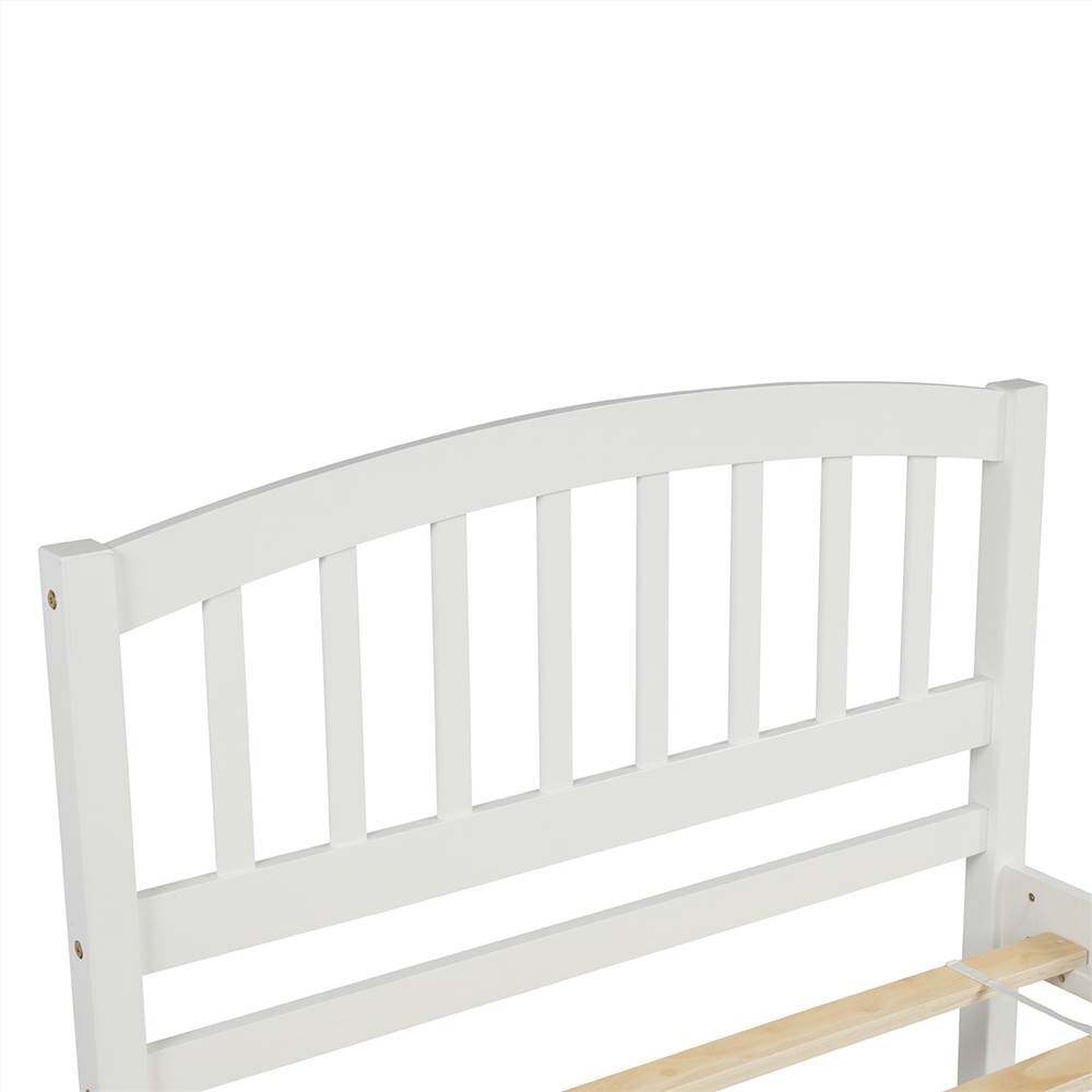 Twin Size Wooden Platform Bed Frame with Trundle Bed, and Wooden Slats Support, No Spring Box Required (Frame Only) - White Twin Size Wooden Platform Bed Frame With Trundle Bed, And Wooden Slats Support, No Spring Box Required (Frame Only) - White -NEWTRAL Sales Shop Twin size Platform Bed Wood Bed Frame with Trundle White 459309 4