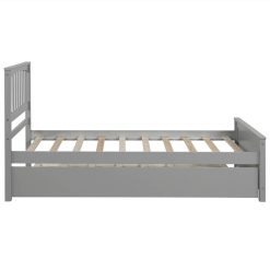 Twin-Size Platform Bed Frame With Trundle Bed, Headboard And Wooden Slats Support, No Box Spring Needed (Only Frame) - Gray -NEWTRAL Sales Shop Twin size Platform Bed with Trundle Gray 460817 4