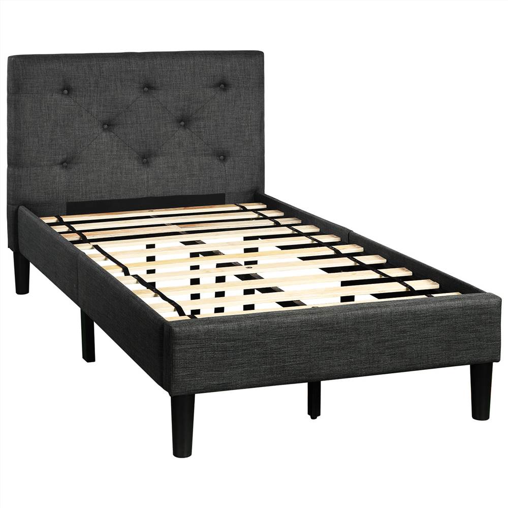 Twin Size Upholstered Button Tufted Platform Bed Frame with Headboard, and Wooden Slats Support, No Spring Box Required (Frame Only) - Gray Twin Size Upholstered Button Tufted Platform Bed Frame With Headboard, And Wooden Slats Support, No Spring Box Required (Frame Only) - Gray -NEWTRAL Sales Shop Upholstered Button Tufted Platform Bed with Strong Wood Slat Support Twin Gray 459321 2