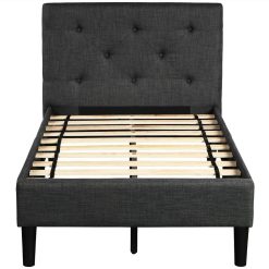 Twin Size Upholstered Button Tufted Platform Bed Frame With Headboard, And Wooden Slats Support, No Spring Box Required (Frame Only) - Gray 3 Twin Size Upholstered Button Tufted Platform Bed Frame With Headboard, And Wooden Slats Support, No Spring Box Required (Frame Only) - Gray -NEWTRAL Sales Shop Upholstered Button Tufted Platform Bed with Strong Wood Slat Support Twin Gray 459321 3