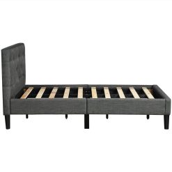 Twin Size Upholstered Button Tufted Platform Bed Frame With Headboard, And Wooden Slats Support, No Spring Box Required (Frame Only) - Gray 5 Twin Size Upholstered Button Tufted Platform Bed Frame With Headboard, And Wooden Slats Support, No Spring Box Required (Frame Only) - Gray -NEWTRAL Sales Shop Upholstered Button Tufted Platform Bed with Strong Wood Slat Support Twin Gray 459321 5
