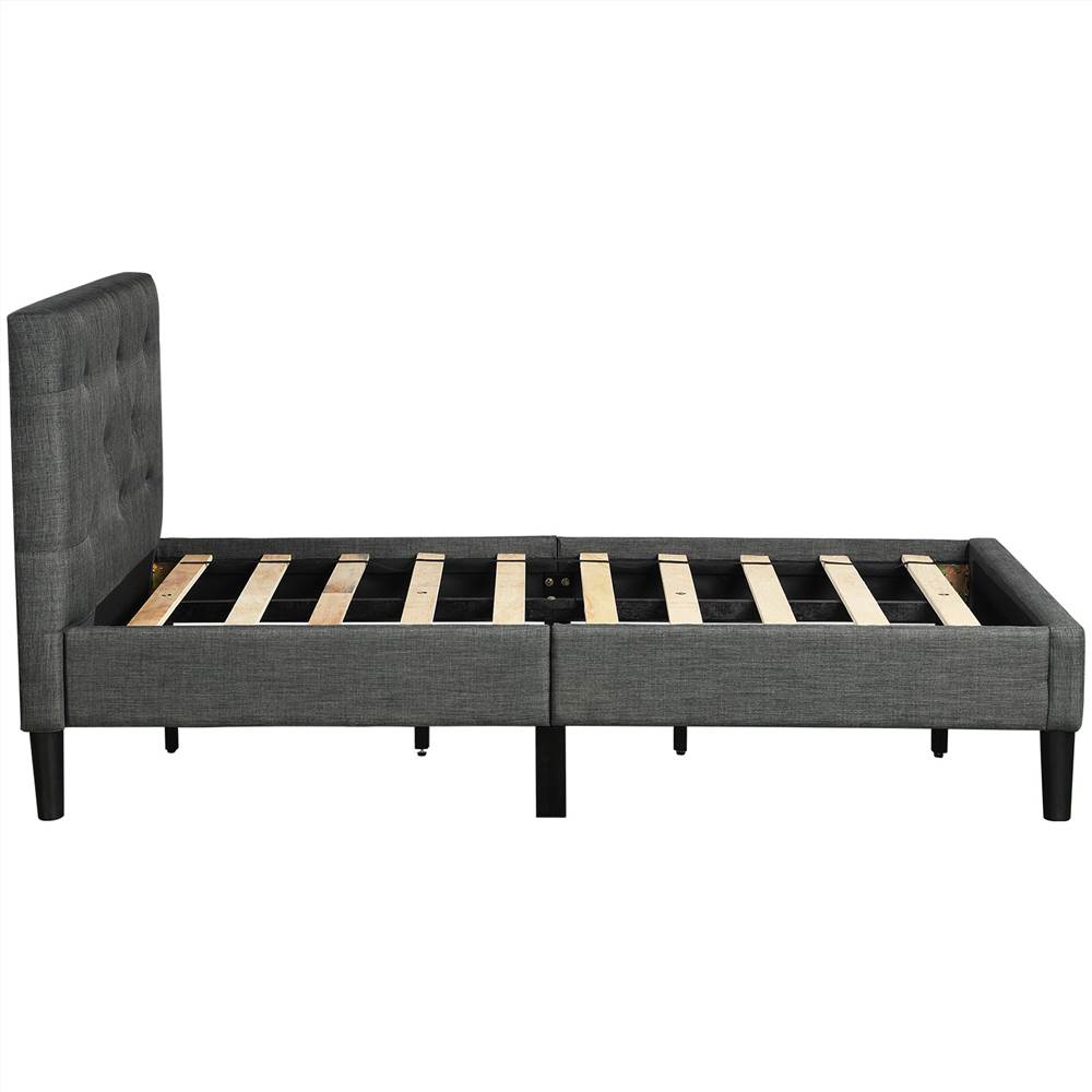Twin Size Upholstered Button Tufted Platform Bed Frame with Headboard, and Wooden Slats Support, No Spring Box Required (Frame Only) - Gray Twin Size Upholstered Button Tufted Platform Bed Frame With Headboard, And Wooden Slats Support, No Spring Box Required (Frame Only) - Gray -NEWTRAL Sales Shop Upholstered Button Tufted Platform Bed with Strong Wood Slat Support Twin Gray 459321 5