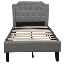 Twin Size Linen Upholstered Platform Bed Frame With Headboard, And Wooden Slats Support, No Spring Box Required (Frame Only) - Gray 4 Twin Size Linen Upholstered Platform Bed Frame With Headboard, And Wooden Slats Support, No Spring Box Required (Frame Only) - Gray -NEWTRAL Sales Shop Upholstered Scalloped Linen Platform Bed Twin Size Gray Previous SKU WF192432AAE There is a slight difference in dimension 459404 4