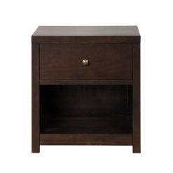 Wooden Nightstand With 1 Storage Drawer And Open Shelf, For Living Room, Bedroom, Kitchen, Dining Room - Brown -NEWTRAL Sales Shop Vintage Aesthetic 1 Drawer Solid Wood Nightstand Sofa End Table in Rich Brown Nightstand of Freely Configurable Bedroom Sets 460102 4