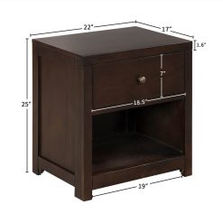 Wooden Nightstand With 1 Storage Drawer And Open Shelf, For Living Room, Bedroom, Kitchen, Dining Room - Brown -NEWTRAL Sales Shop Vintage Aesthetic 1 Drawer Solid Wood Nightstand Sofa End Table in Rich Brown Nightstand of Freely Configurable Bedroom Sets 460102 5