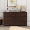 55" Solid Wood Dresser With 6 Drawers, For Bedroom, Living Room, Entrance - Brown
