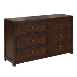 55" Solid Wood Dresser With 6 Drawers, For Bedroom, Living Room, Entrance - Brown -NEWTRAL Sales Shop Vintage Aesthetic Solid Wood 6 Drawer Double Dresser in Rich Brown Dresser of Freely Configurable Bedroom Sets 461292 2