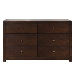 55" Solid Wood Dresser With 6 Drawers, For Bedroom, Living Room, Entrance - Brown -NEWTRAL Sales Shop Vintage Aesthetic Solid Wood 6 Drawer Double Dresser in Rich Brown Dresser of Freely Configurable Bedroom Sets 461292 4
