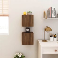 Wall Mounted TV Cabinet 2 Pcs Brown Oak 30.5x30x30 Cm -NEWTRAL Sales Shop Wall Mounted TV Cabinet 2 pcs Brown Oak 30 5x30x30 cm 509343 3