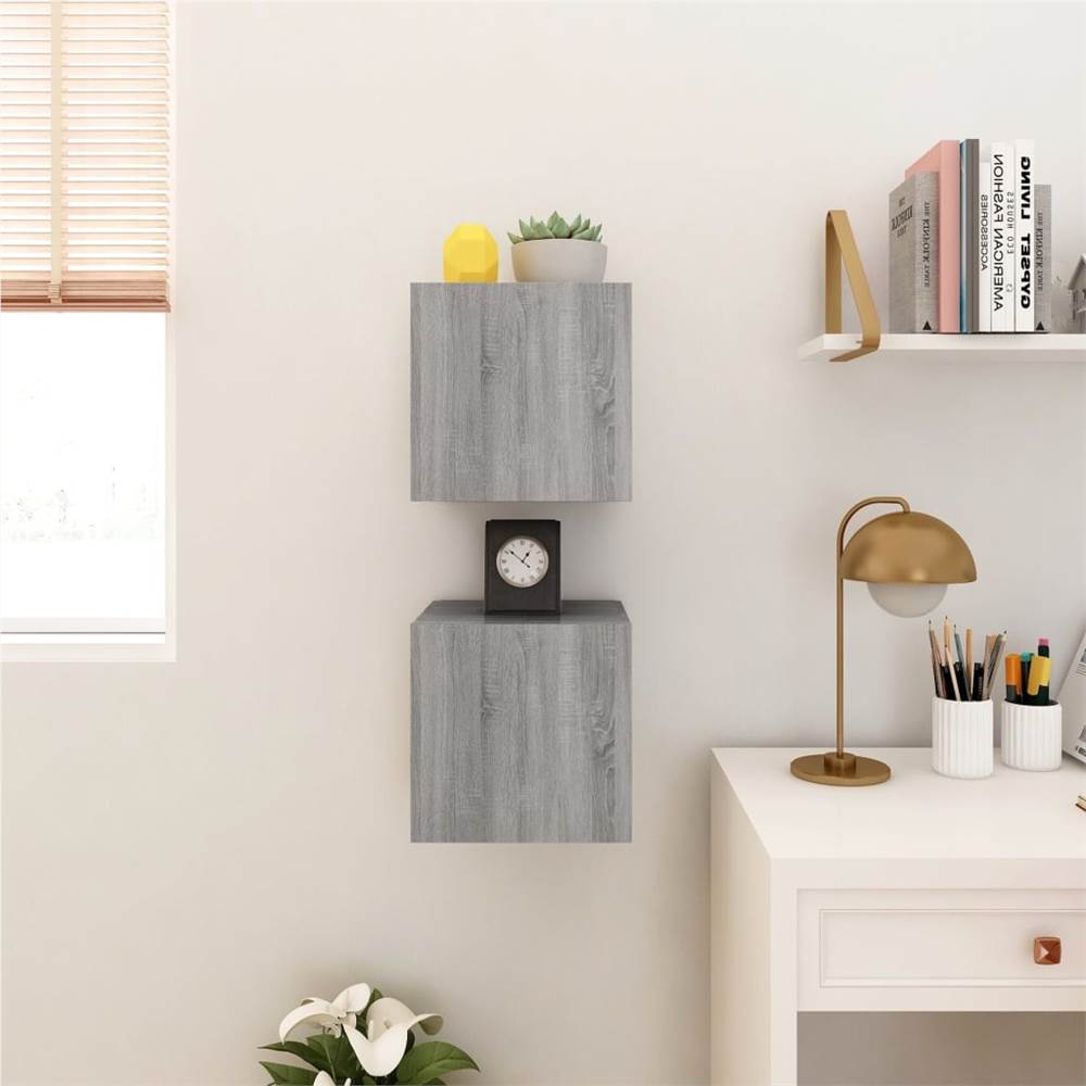 Wall Mounted TV Cabinet 2 pcs Grey Sonoma 30.5x30x30 cm Wall Mounted TV Cabinet 2 Pcs Grey Sonoma 30.5x30x30 Cm -NEWTRAL Sales Shop Wall Mounted TV Cabinet 2 pcs Grey Sonoma 30 5x30x30 cm 511796 3