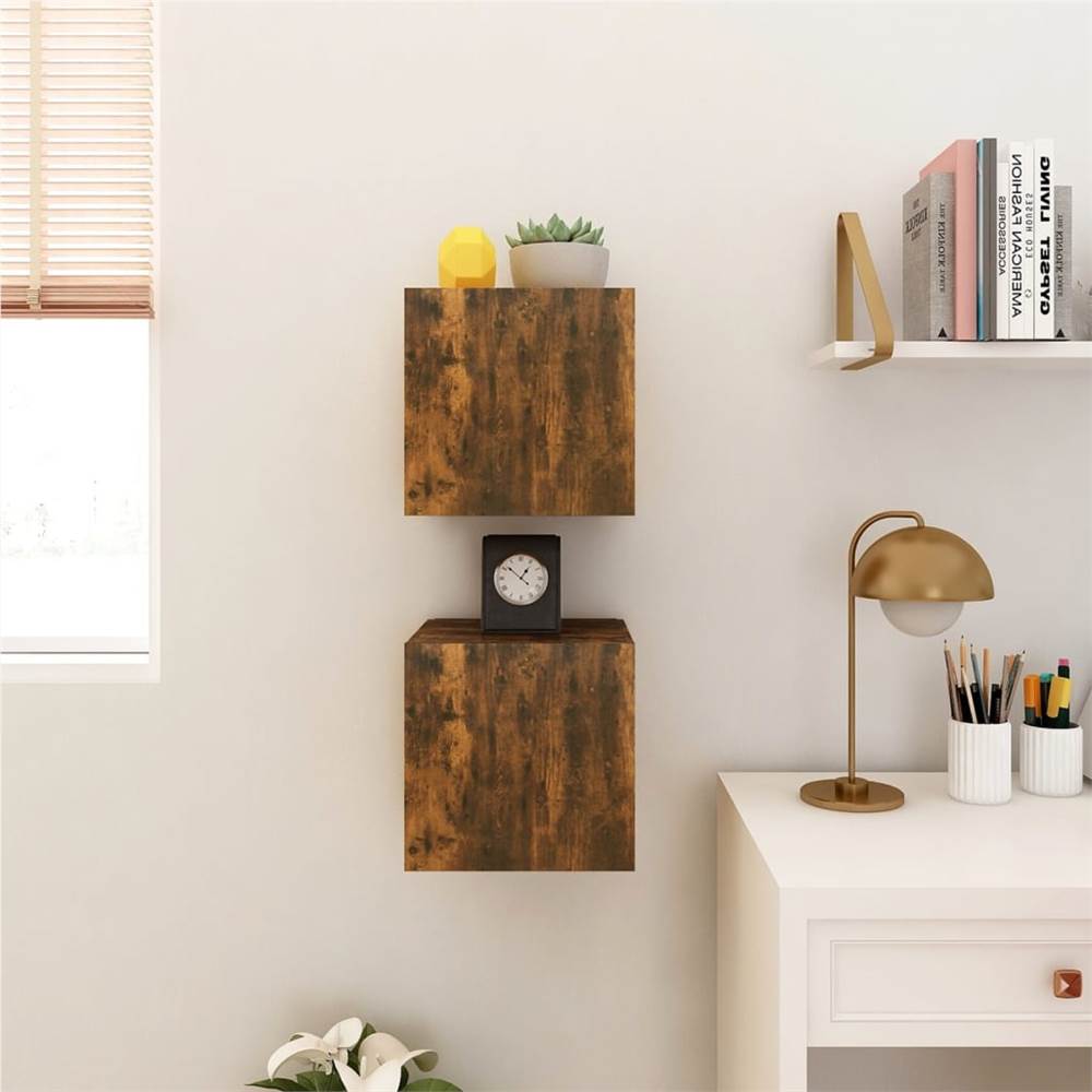 Wall Mounted TV Cabinet 2 pcs Smoked Oak 30.5x30x30 cm Wall Mounted TV Cabinet 2 Pcs Smoked Oak 30.5x30x30 Cm -NEWTRAL Sales Shop Wall Mounted TV Cabinet 2 pcs Smoked Oak 30 5x30x30 cm 510669 4