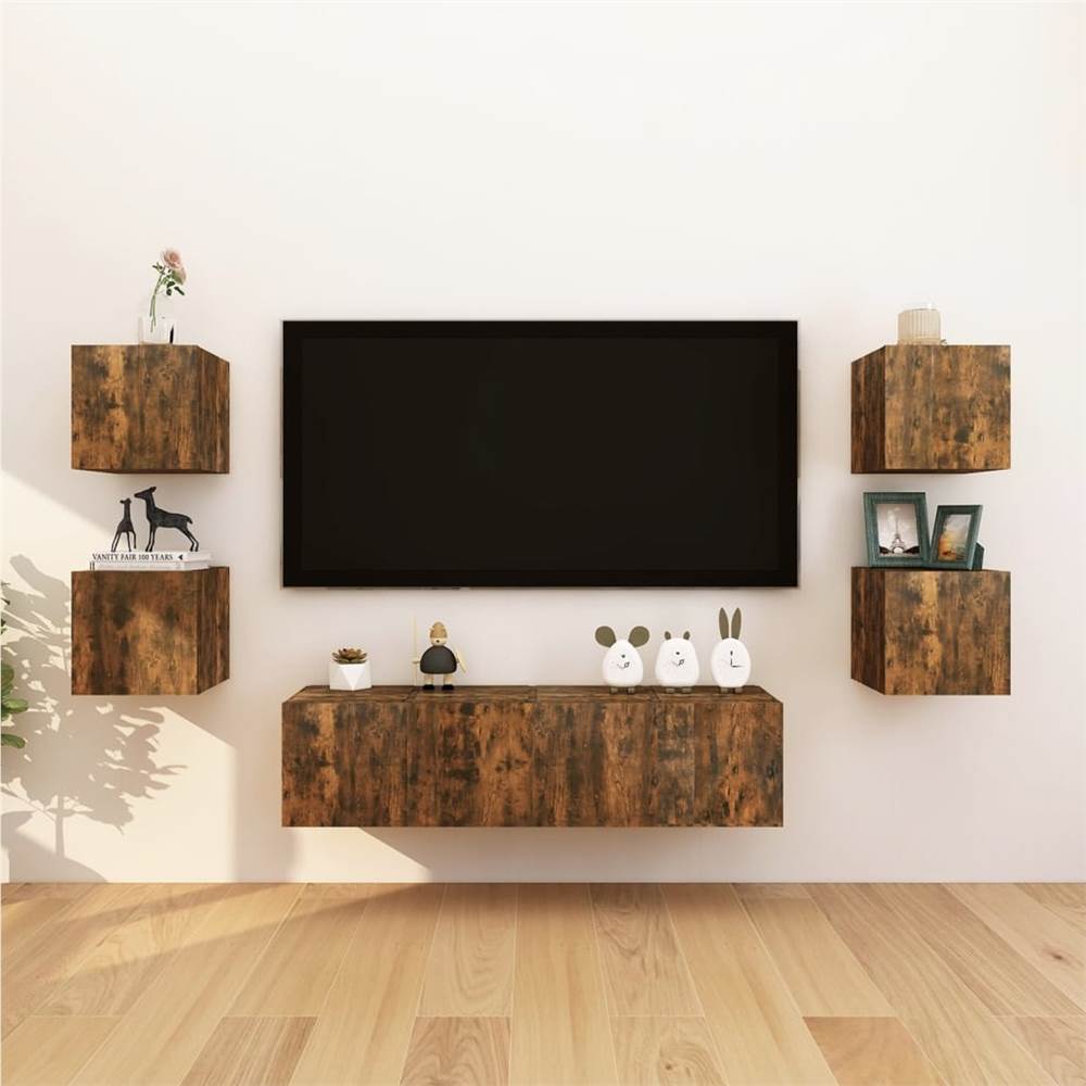 Wall Mounted TV Cabinet 2 pcs Smoked Oak 30.5x30x30 cm Wall Mounted TV Cabinet 2 Pcs Smoked Oak 30.5x30x30 Cm -NEWTRAL Sales Shop Wall Mounted TV Cabinet 2 pcs Smoked Oak 30 5x30x30 cm 510669 5