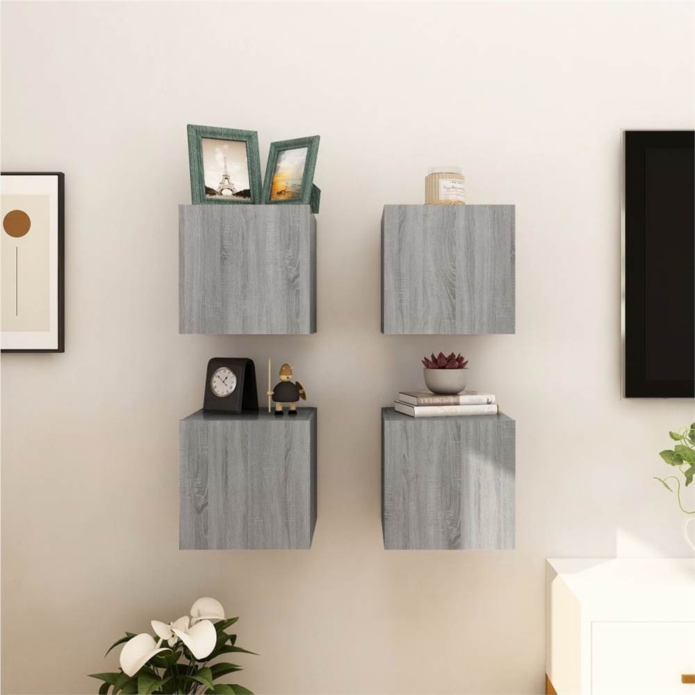 Wall Mounted TV Cabinet 4 pcs Grey Sonoma 30.5x30x30 cm Wall Mounted TV Cabinet 4 Pcs Grey Sonoma 30.5x30x30 Cm -NEWTRAL Sales Shop Wall Mounted TV Cabinet 4 pcs Grey Sonoma 30 5x30x30 cm 509435 0