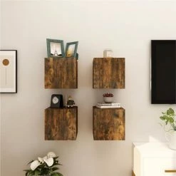 Wall Mounted TV Cabinet 4 Pcs Smoked Oak 30.5x30x30 Cm